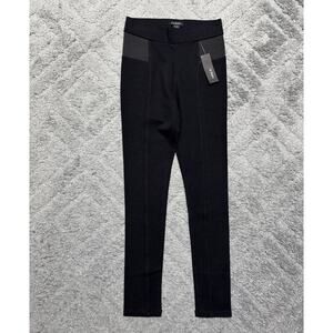 Womens S High Rise Ponte Black Full Length Leggings Pants stretch Ci Sono NWT